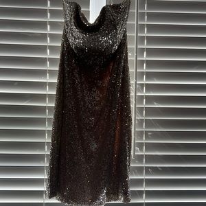 Sequin silver strapless dress